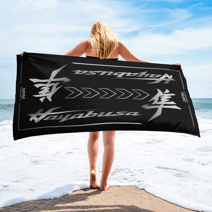 Designed Beach Towel Inspired by Suzuki Hayabusa Sparkle Black Color Motorcycle Model - MM9129