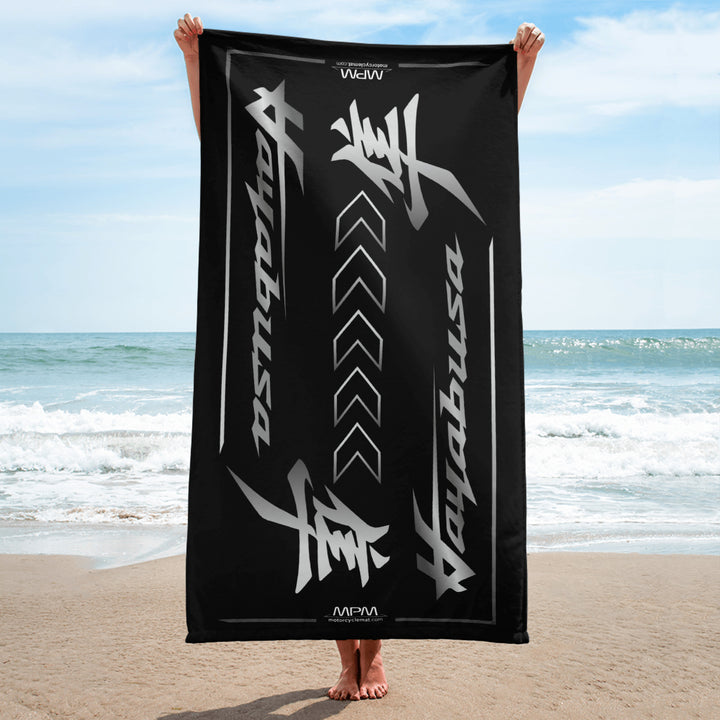 Designed Beach Towel Inspired by Suzuki Hayabusa Sparkle Black Color Motorcycle Model - MM9129