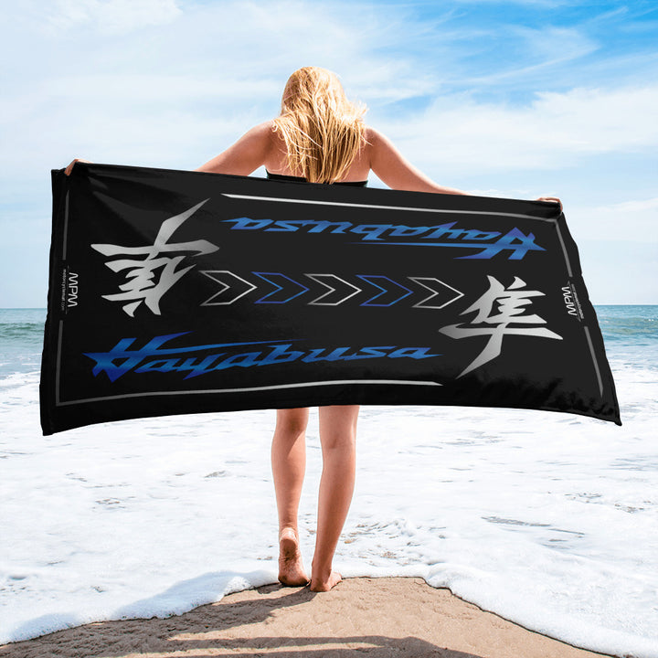 Designed Beach Towel Inspired by Suzuki Hayabusa Pearl Vigor Blue Color Motorcycle Model - MM9129