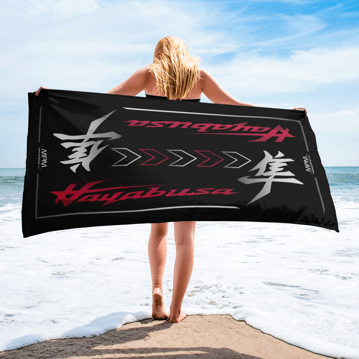 Designed Beach Towel Inspired by Suzuki Hayabusa Candy Daring Red Color Motorcycle Model - MM9129