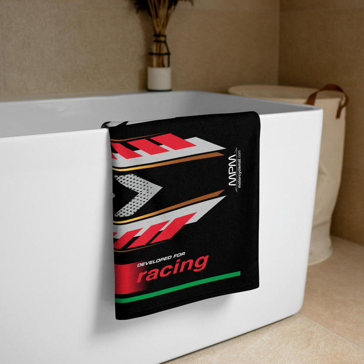 Designed Beach Towel Inspired by Aprilia RS660 Racing Black Color Motorcycle Model - MM9275