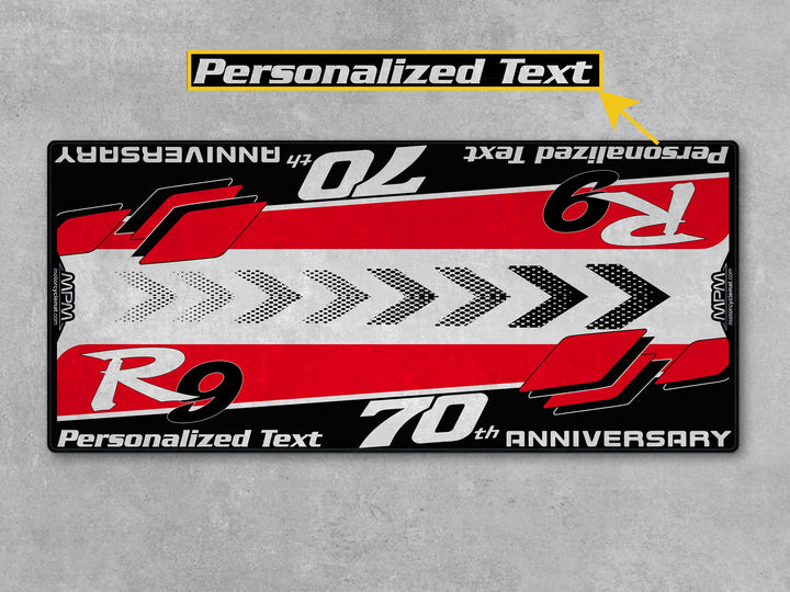 Yamaha R9 70th Anniversary Red White Motorcycle Garage Mat personalized MPM motorcycle display